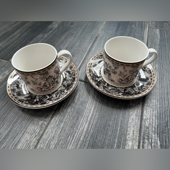 RARE Royal Doulton Studio Provence Noir Teacup Set of 2 Fine China - Picture 12 of 12